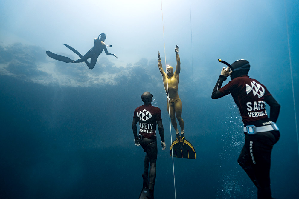 Freediver Alexey Molchanov of Russia at the Vertical Blue
