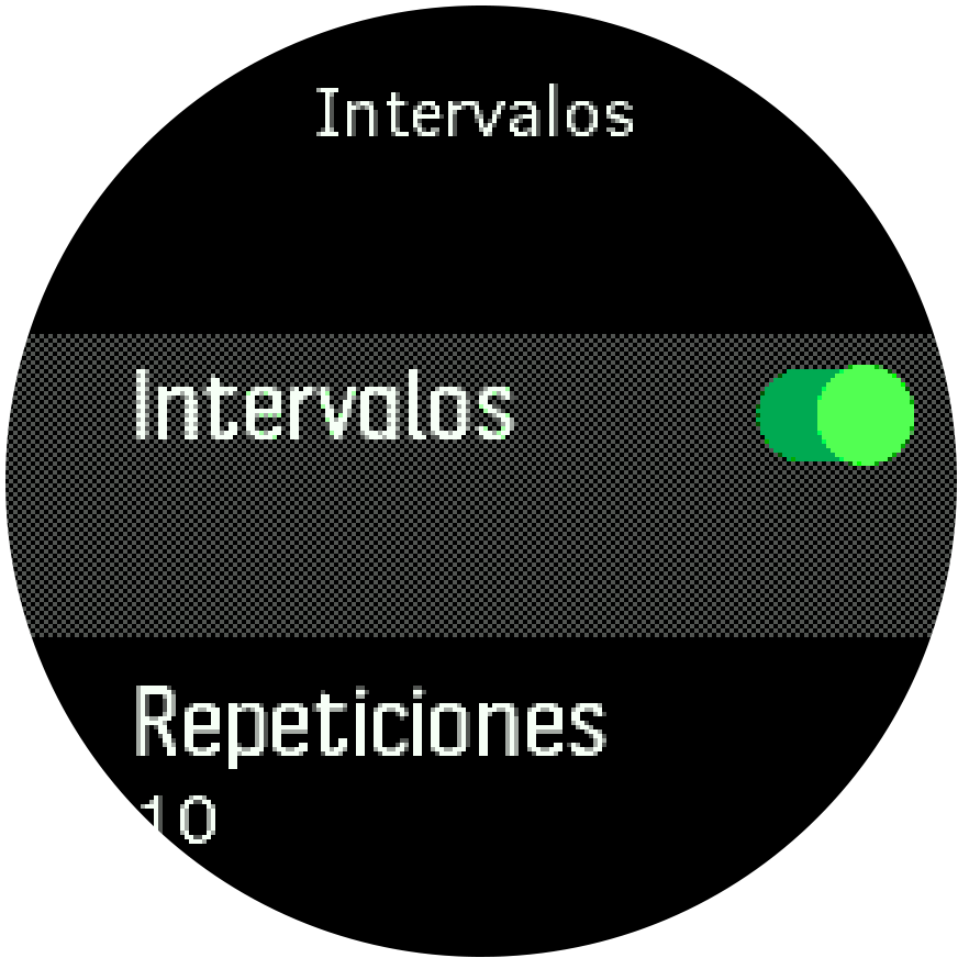 Ajustes de entrenamiento de intervalos - Trainer