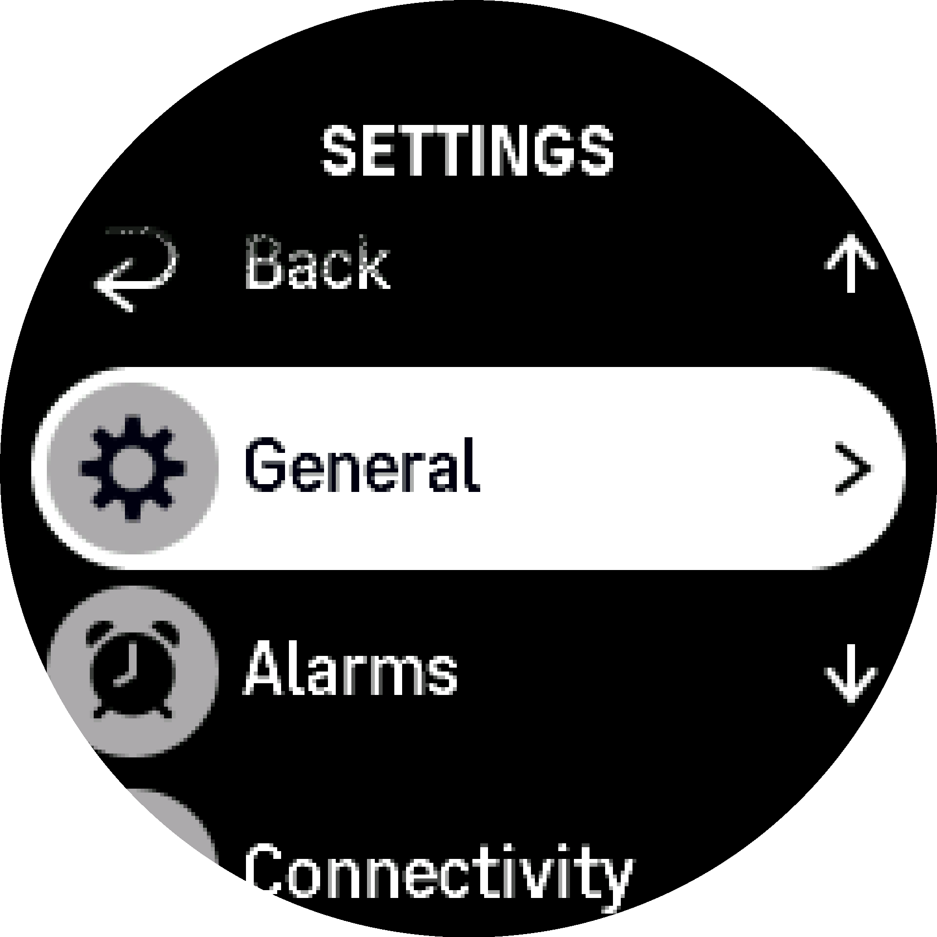 Settings menu S9PP