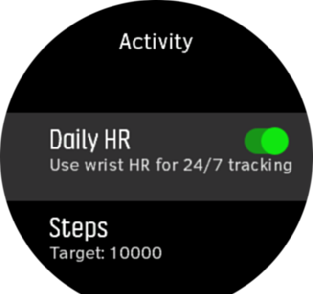 Daily HR setting