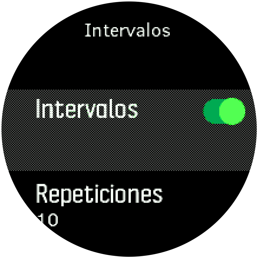 Ajustes de entrenamiento de intervalos - Trainer