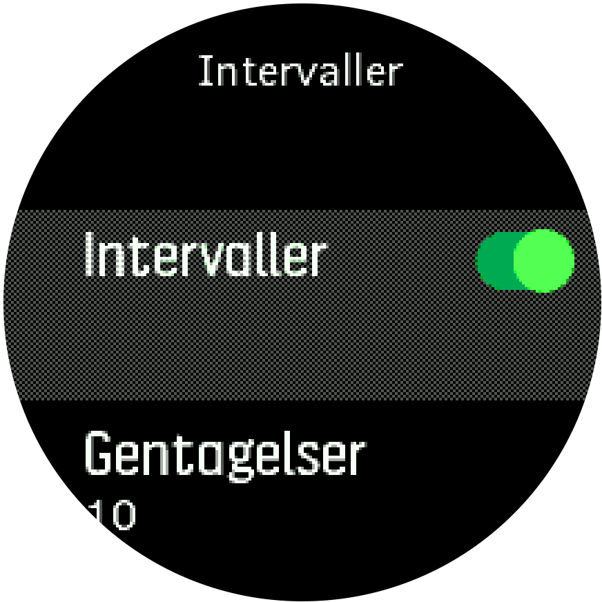 Indstillinger for intervaltræning Trainer