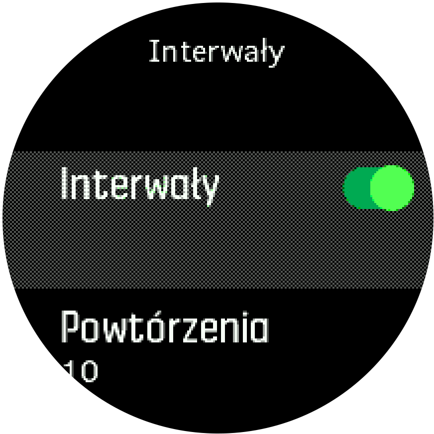 Ustawienia treningu interwałowego