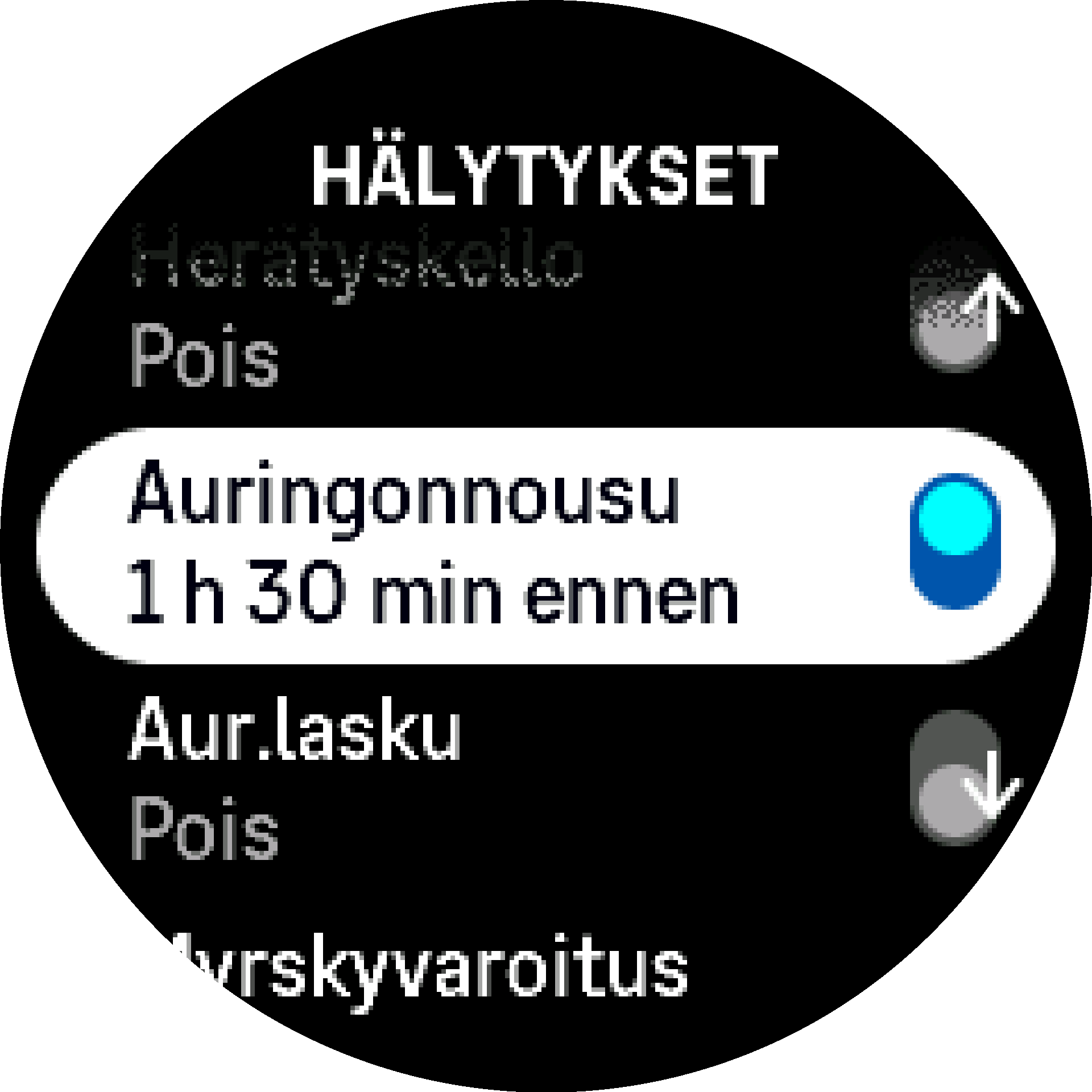 Auringonnousu-/auringonlaskuhälytyksen vaihto S9PP