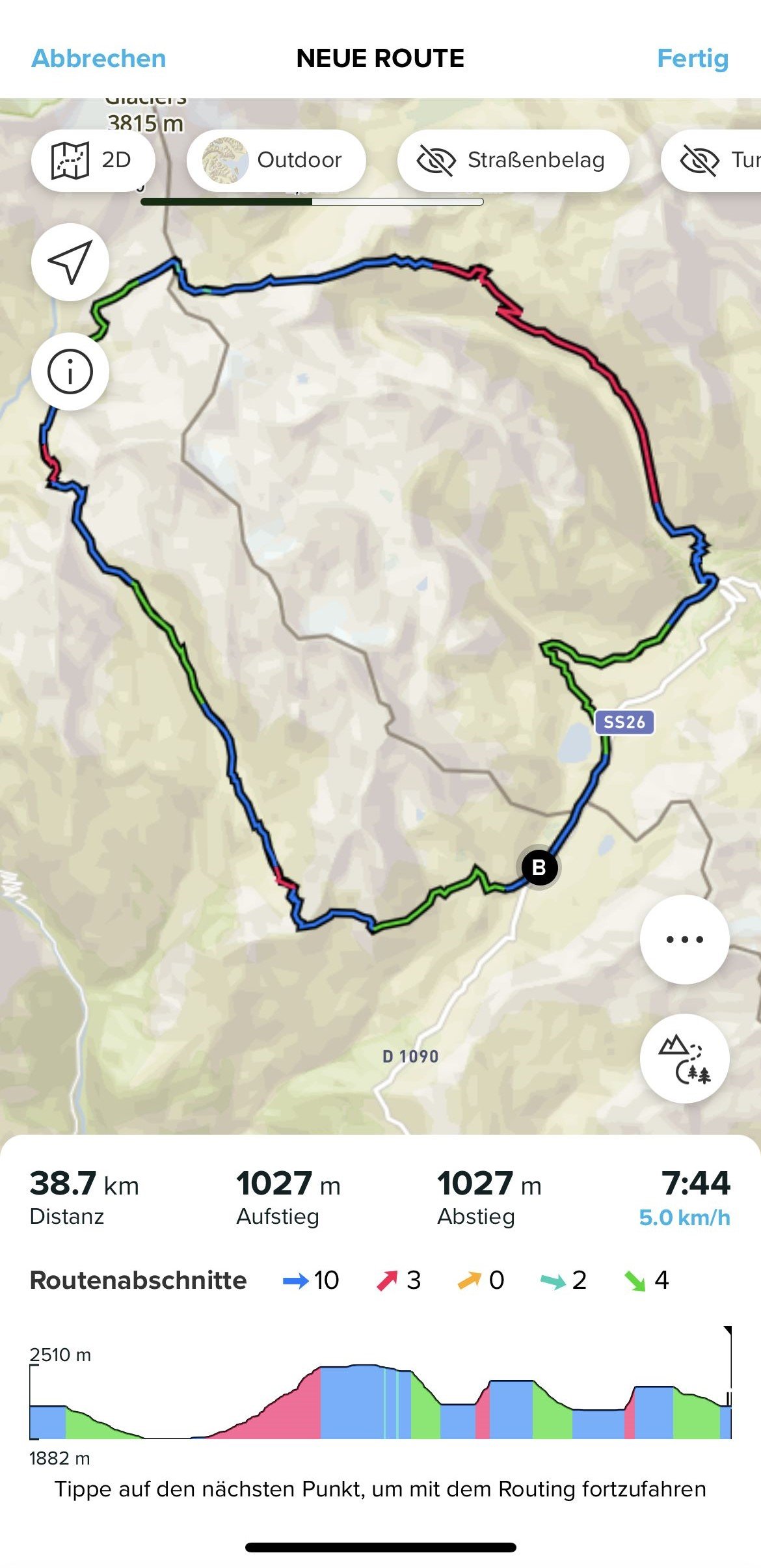 Routenabschnitte App