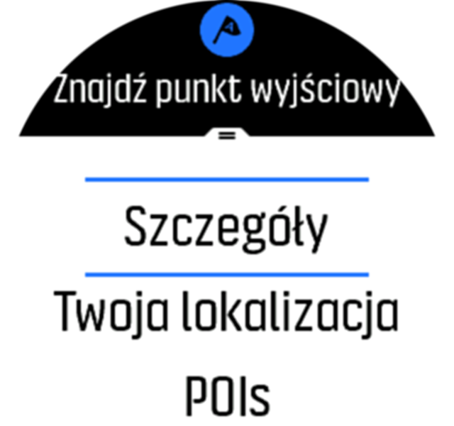 Przewiń do pozycji Szczegóły znajdowania punktu wyjściowego zegarka Spartan