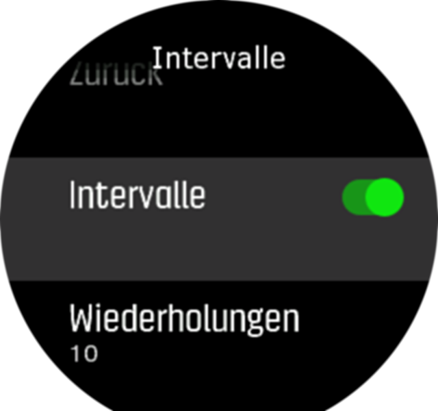 Intervalltraining Einstellungen