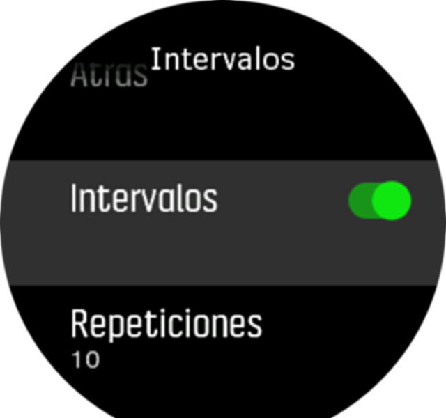 Ajustes de entrenamiento con intervalos