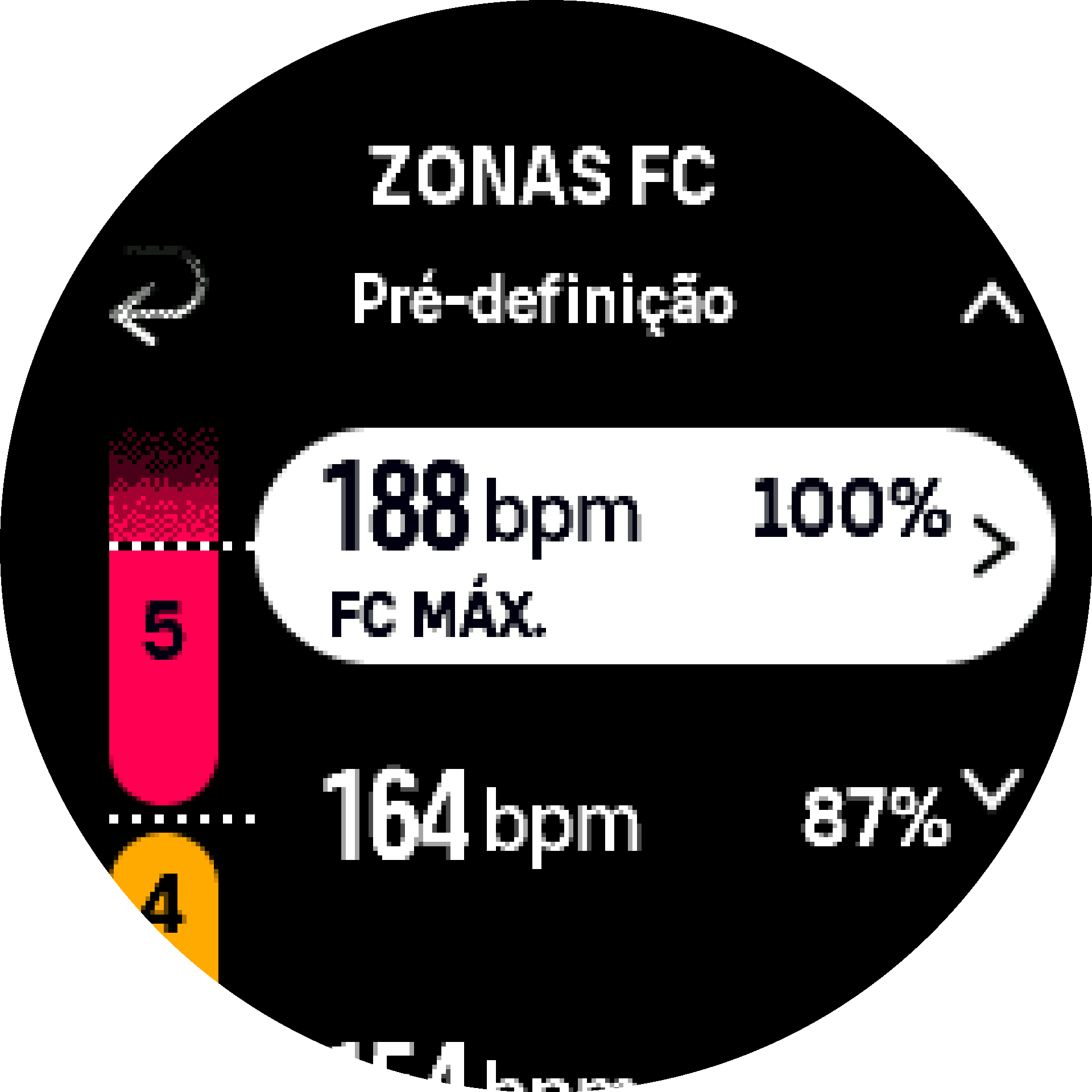 Predefinição de FC máx. S9PP