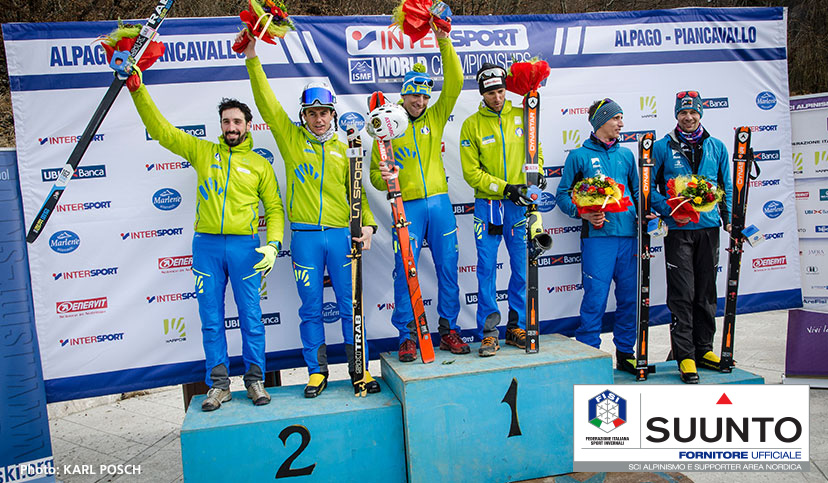 Damiano Lenzi, Michele Boscacci, Robert Antonioli, Nadir Maguet trionfano ai Mondiali di scialpinismo 2017 con Suunto