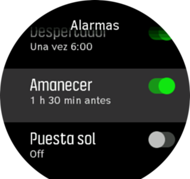 SunriseSunset alarm toggle Spartan