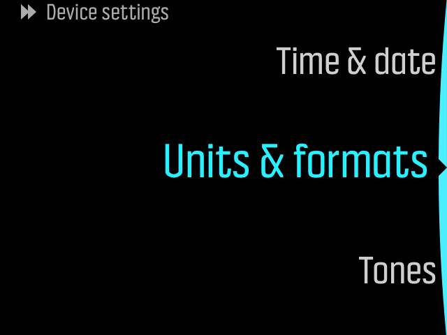 Menu units formats Eon