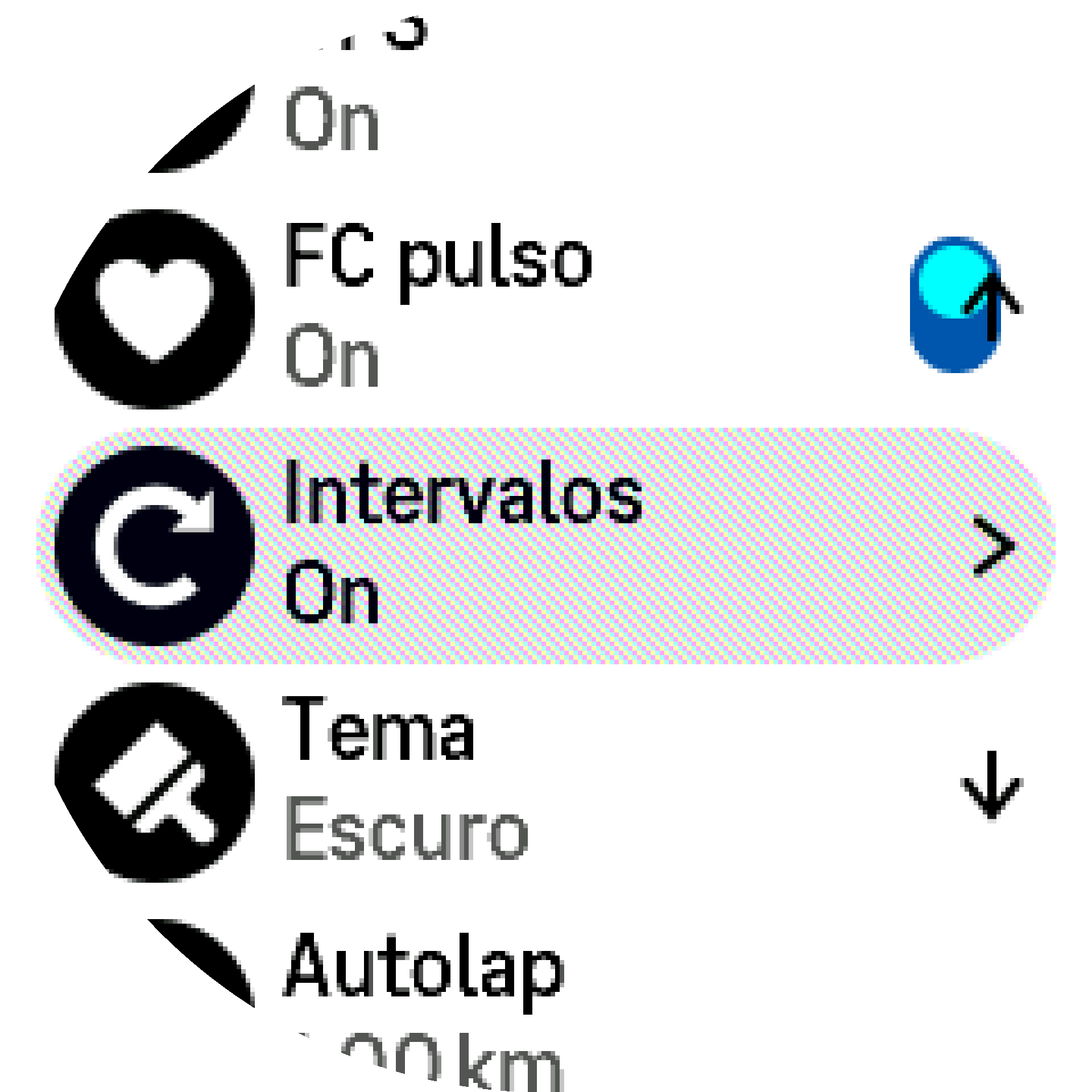 Interval training settings S9PP