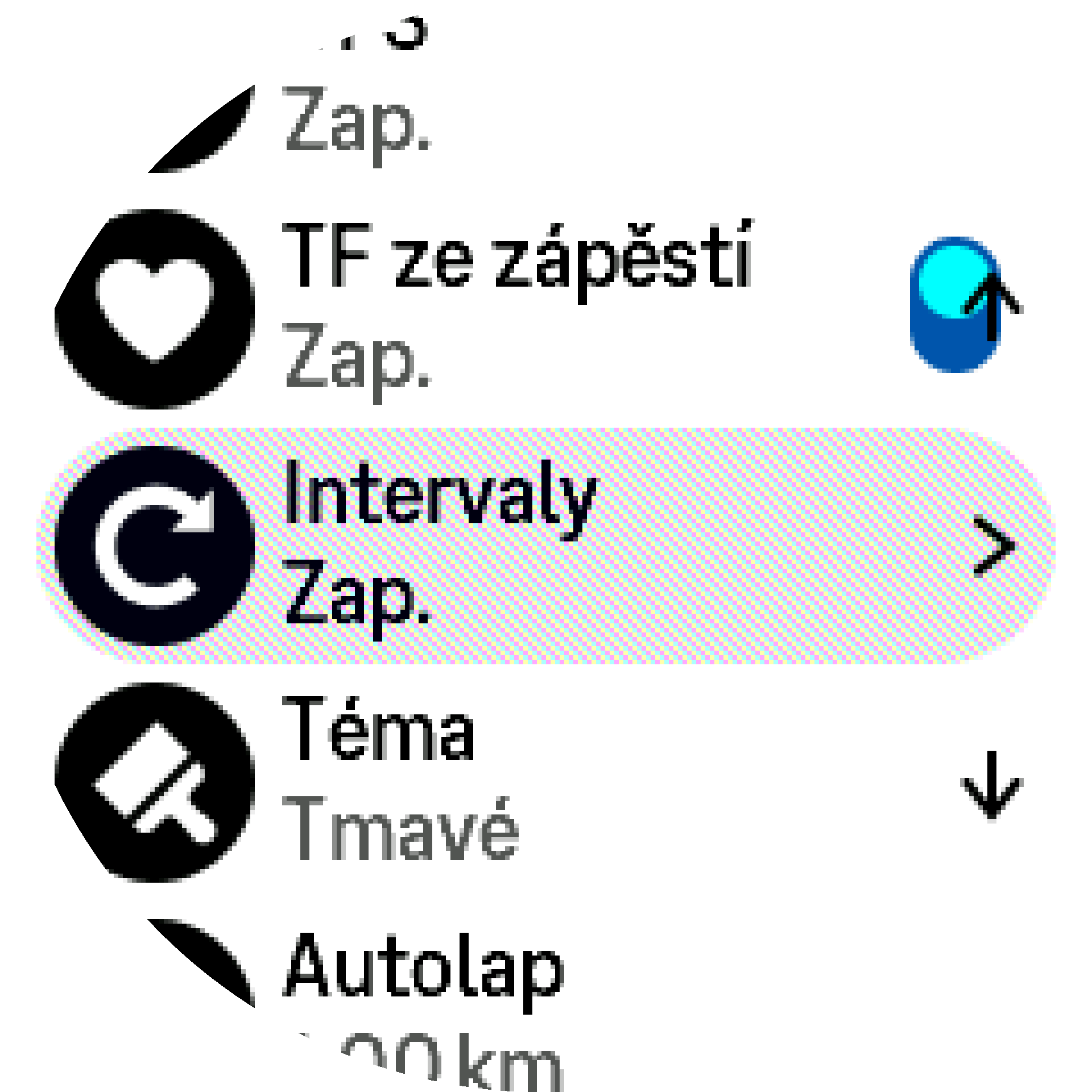 Interval training settings S9PP