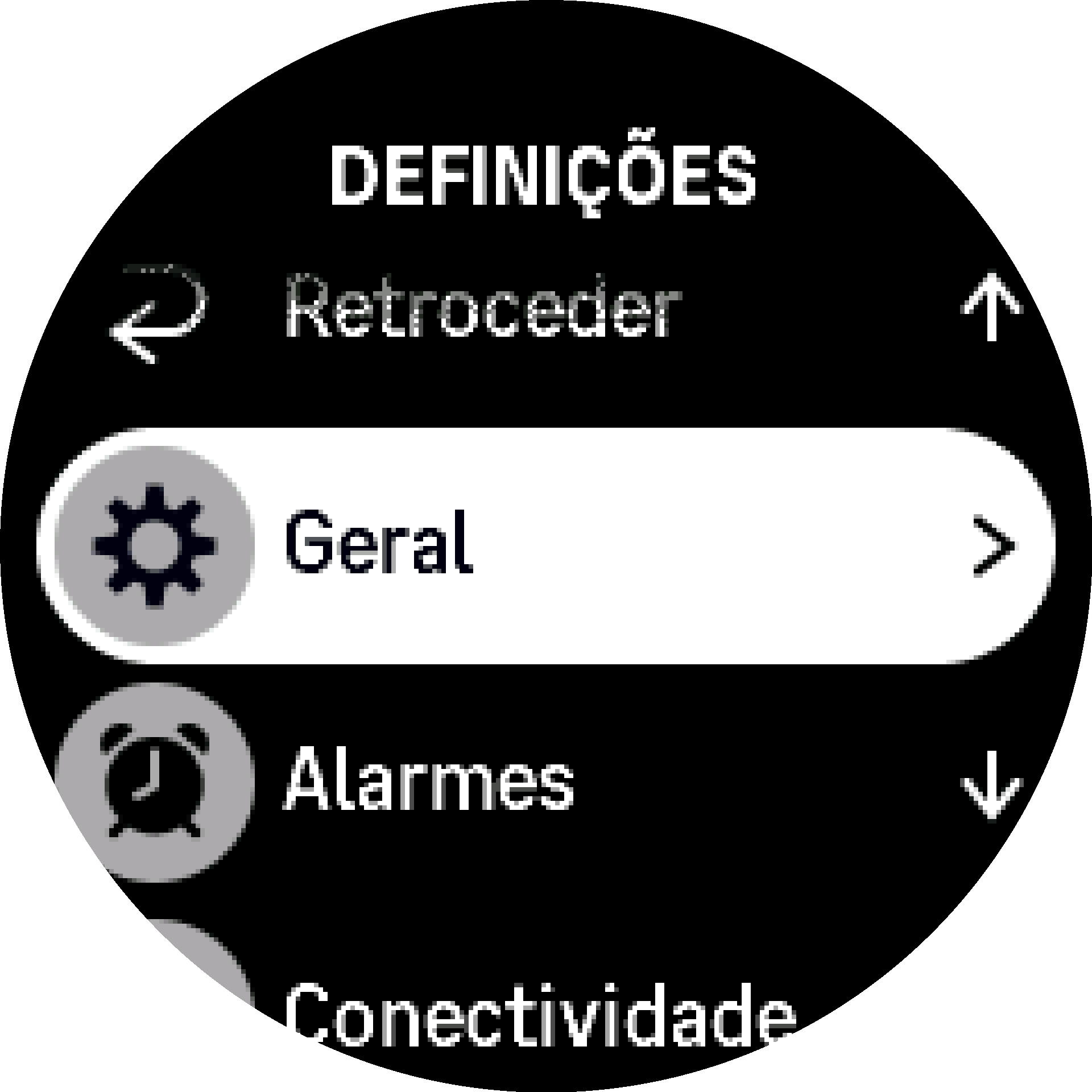 Menu Definições S9PP