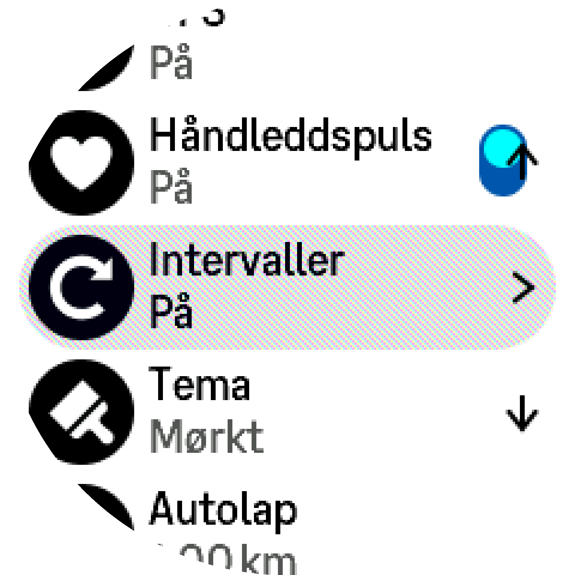 Innstillinger for intervalltrening S9PP