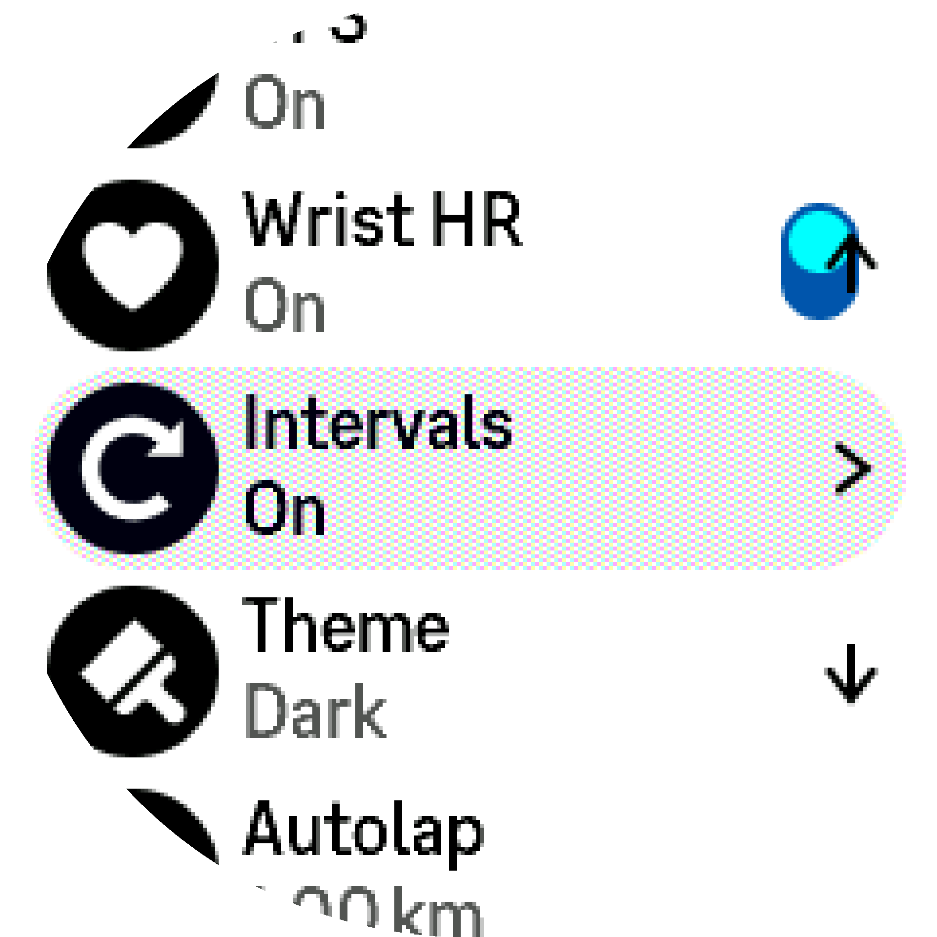 Nastavenia intervalového tréningu S9PP
