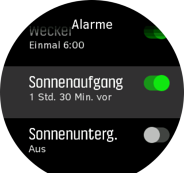 SunriseSunset alarm toggle Spartan