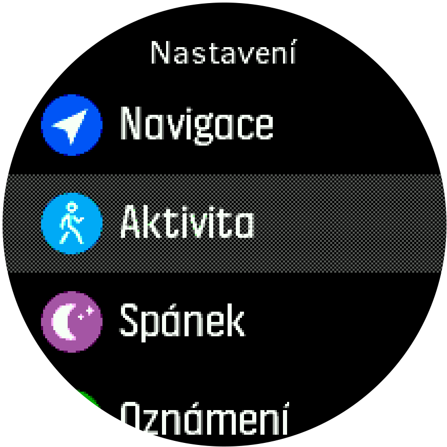 Nabídka nastavení – Spartan Trainer