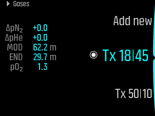 Menu gases eon