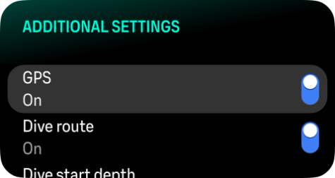 dive settings gps