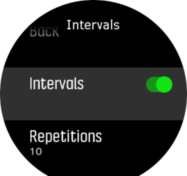 Настройки за интервална тренировка