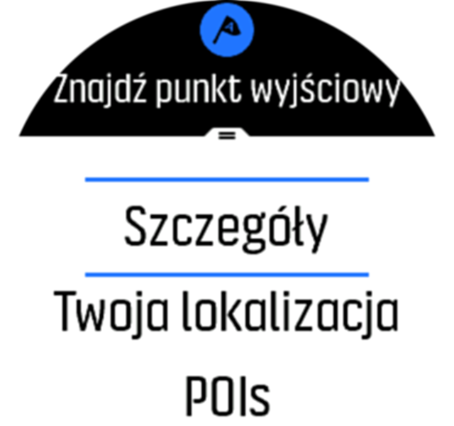 Przewiń do pozycji Szczegóły znajdowania punktu wyjściowego zegarka Spartan