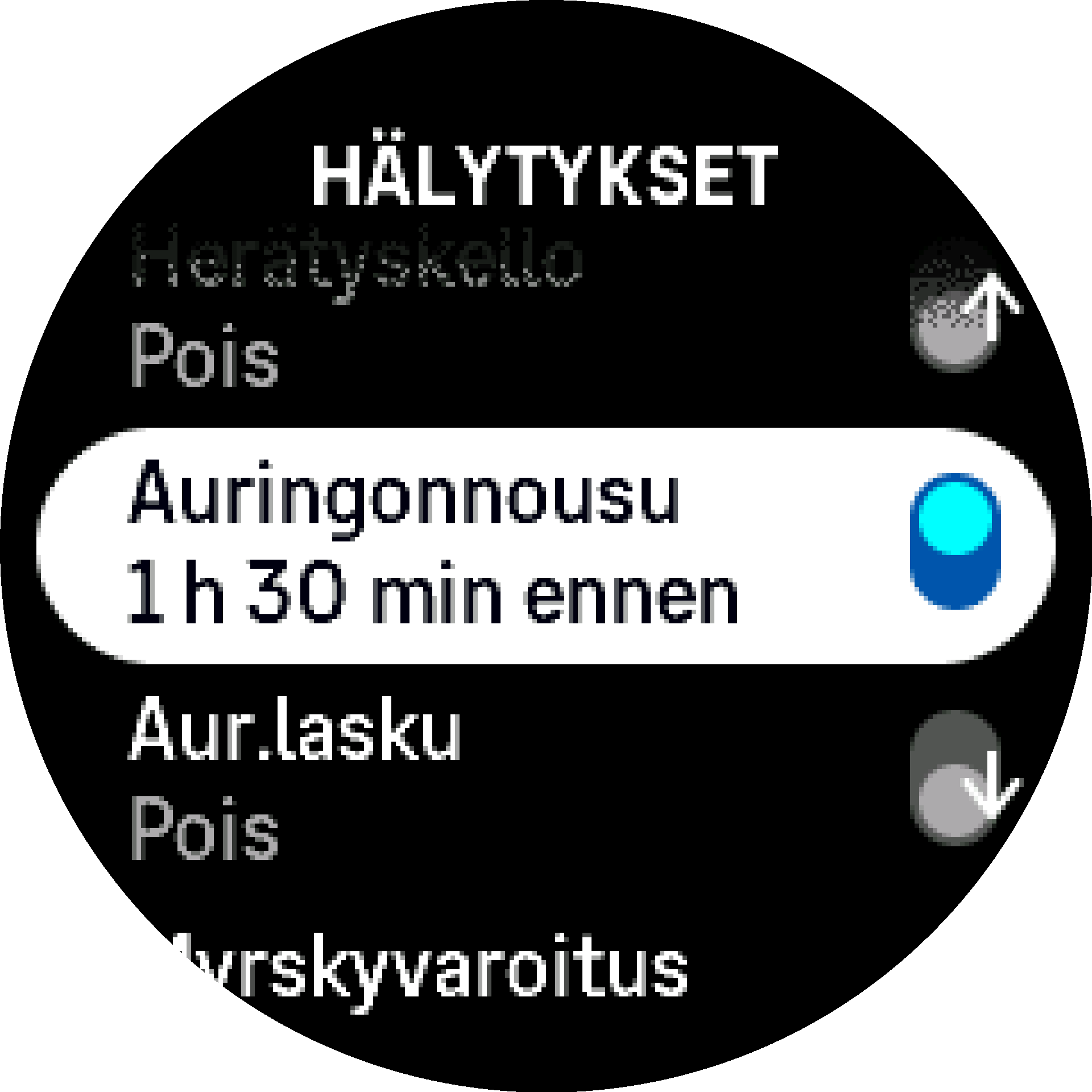 Auringonnousu-/auringonlaskuhälytyksen vaihto S9PP