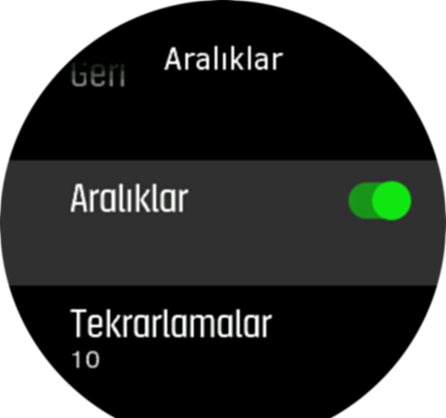 Aralıklı antrenman ayarları