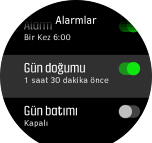 SunriseSunset alarm toggle Spartan