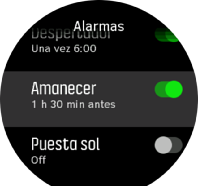 SunriseSunset alarm toggle Spartan