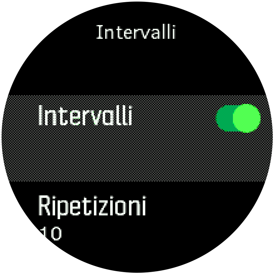 Trainer impostazioni dell'allenamento a intervalli