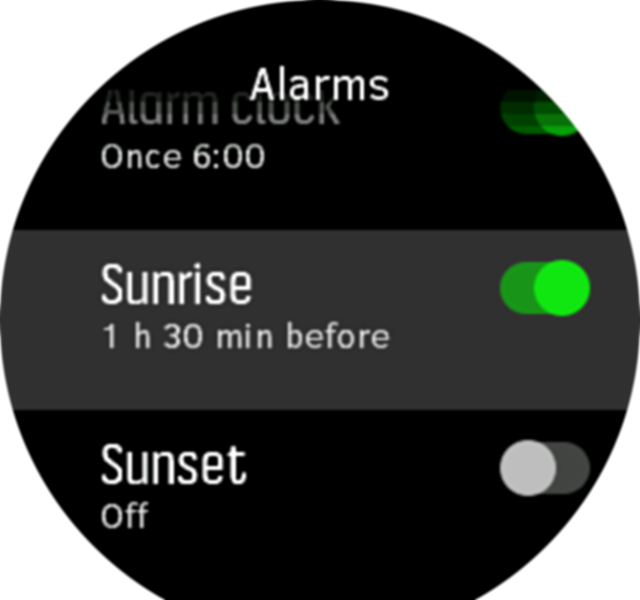 SunriseSunset alarm toggle Spartan