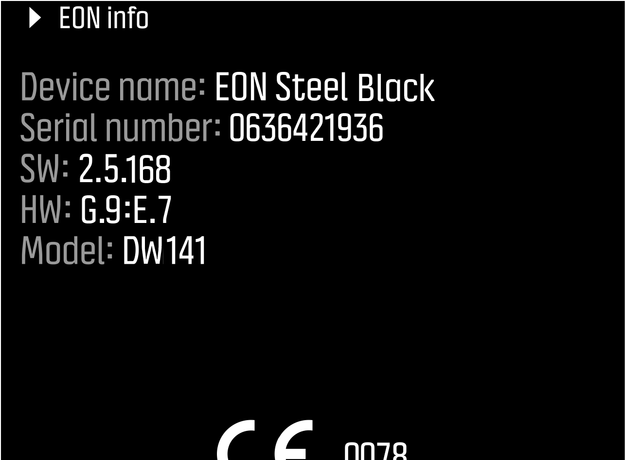 EON Steel Black device info
