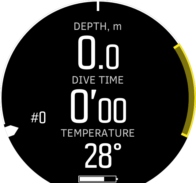 Freedive depth before dive D5