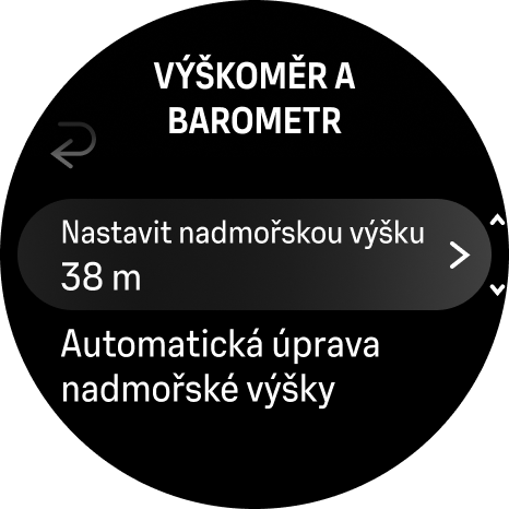 nastavení tlakoměru pro nadmořskou výšku