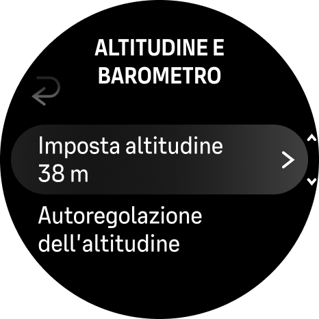 imposta altitudine alti baro