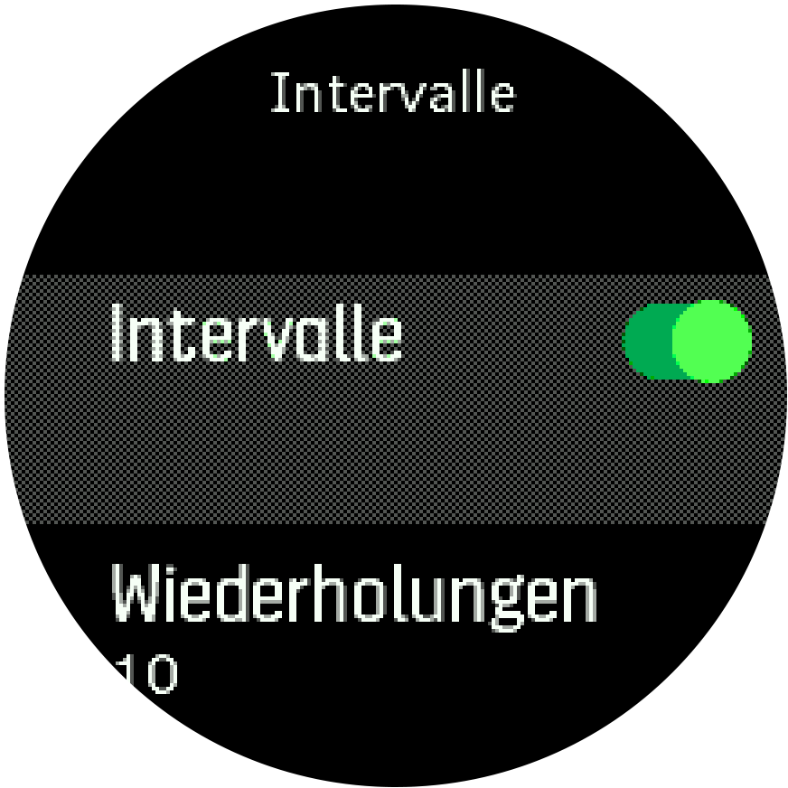 Interval training settings Trainer