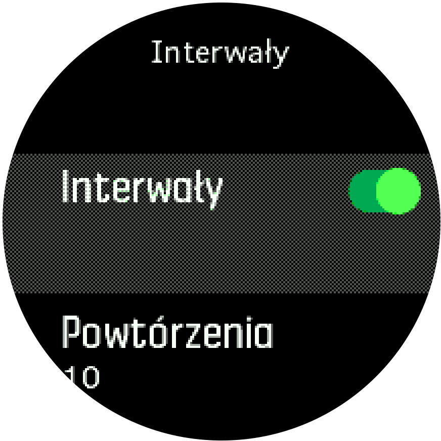 Interval training settings Trainer