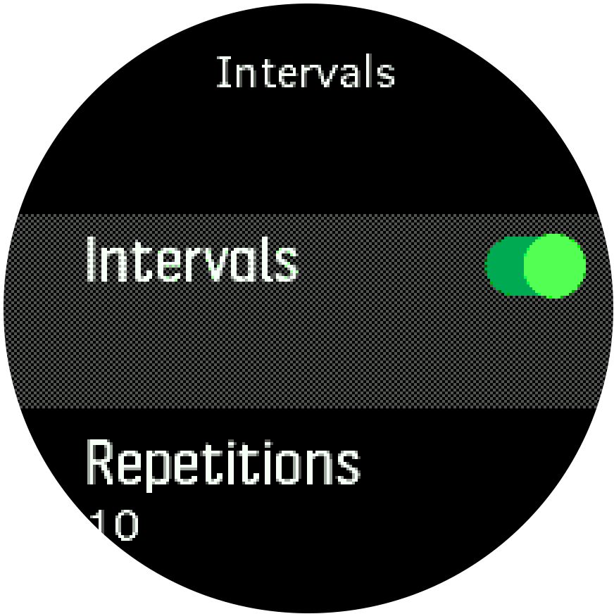 Interval training settings Trainer