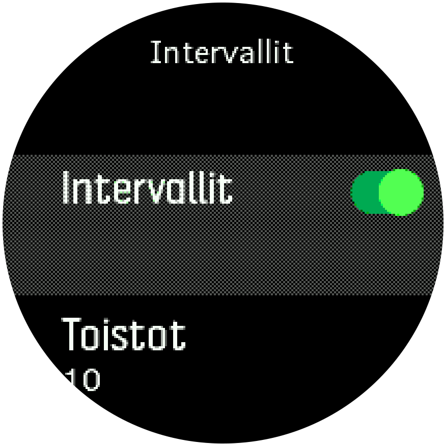 Interval training settings Trainer