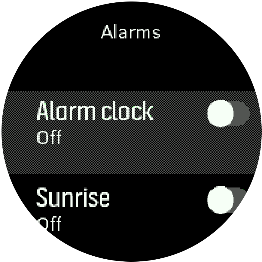 SunriseSunset alarm toggle Spartan Trainer