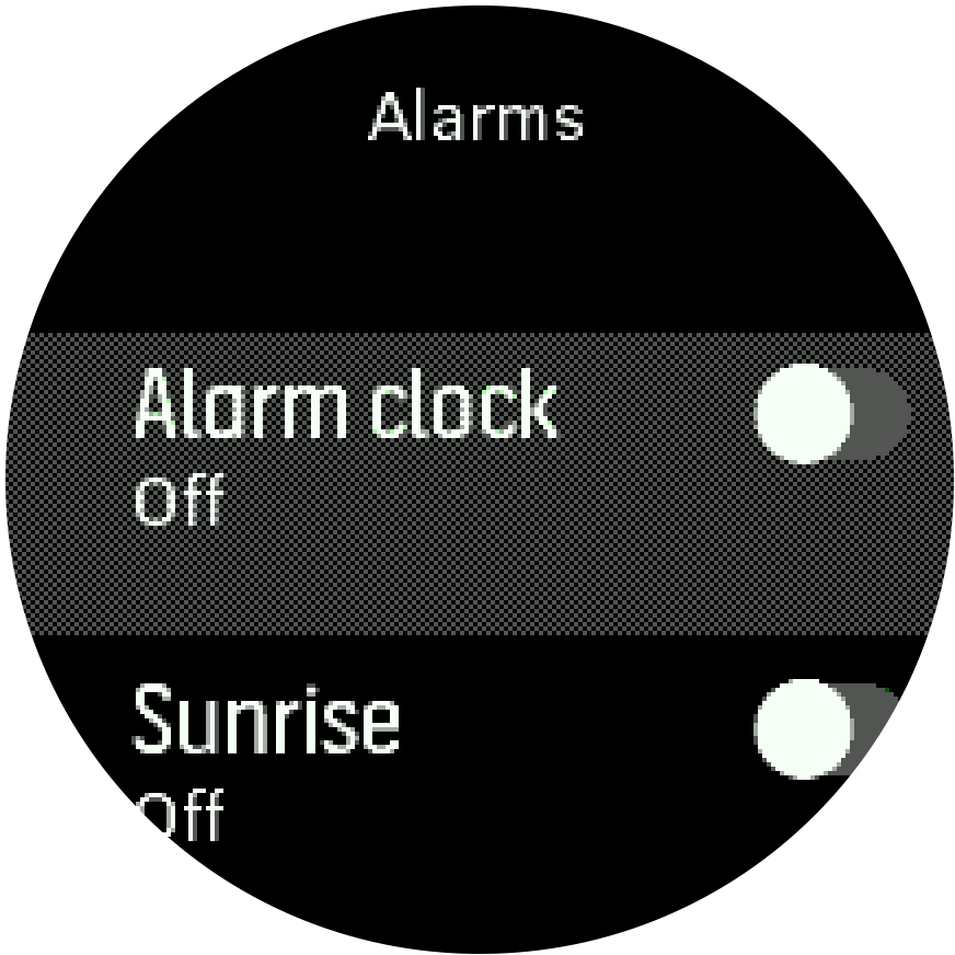 SunriseSunset alarm toggle Spartan Trainer