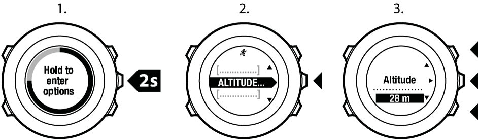 setting altitude during exercise AMBIT2