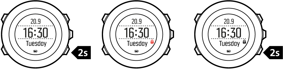Suunto Ambit3 Sport Kenmerken Knopvergrendeling