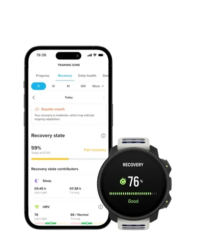 recovery widgets on both suunto watch and app