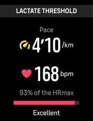 threshold heart rate and pace in progress widget of suunto watch