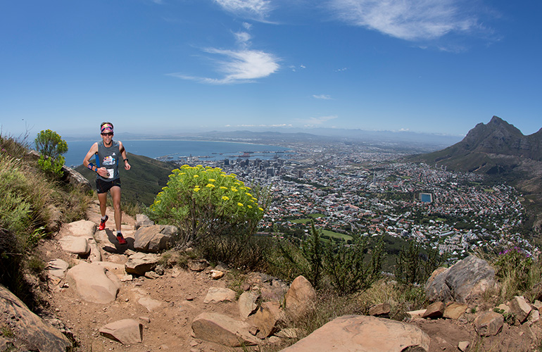 Ryan Sandes running Lion's Head, Table Mountain, South Africa
