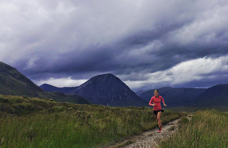 Emelie Forsberg running Glen Coe, Highlands, Scotland