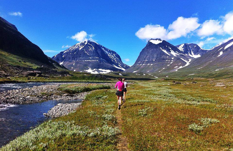 Emelie Forsberg running on Kebnekaise trail